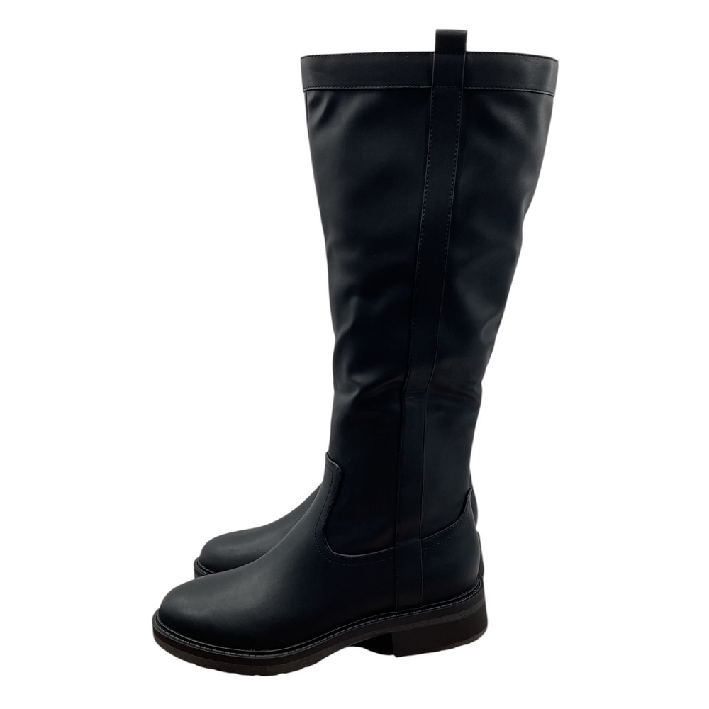 Style & Co Terryy Womens Black Faux Leather Tall Lug Sole Boots 8M F42198